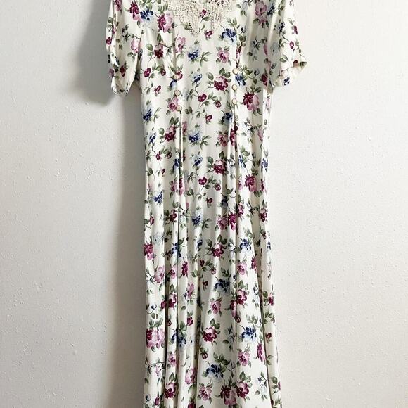 Vintage 80s90s floral midi dress - Picture 1 of 5
